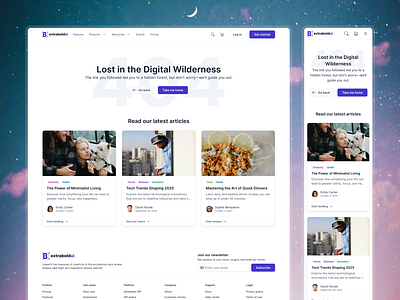 404 page [01] 404 blog articles blog posts design kit design system extrabold ui figma footer footer design not found uiux