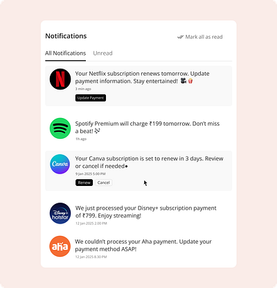 Subscription Notification Page figma images typography ui ux