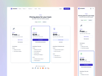 Pricing section [01] dark mode design system extrabold ui figma payment methods pricing pricing cards pricing page pricing section saas saas pricing uiux