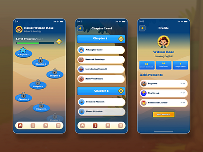 Playful Learning: Language App UI for Kids animation app app design app screen design app ui clean game app game design graphic design interface kids app landing page language app learning app mobile app mobile app design mobile design modern ui ui ux