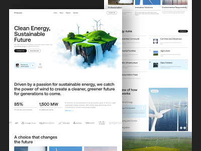 Eco Energy Company Landing concept design eco energy green energy landing landing page light sustainability ui uiux ux web web design web page webdesign website wind energy