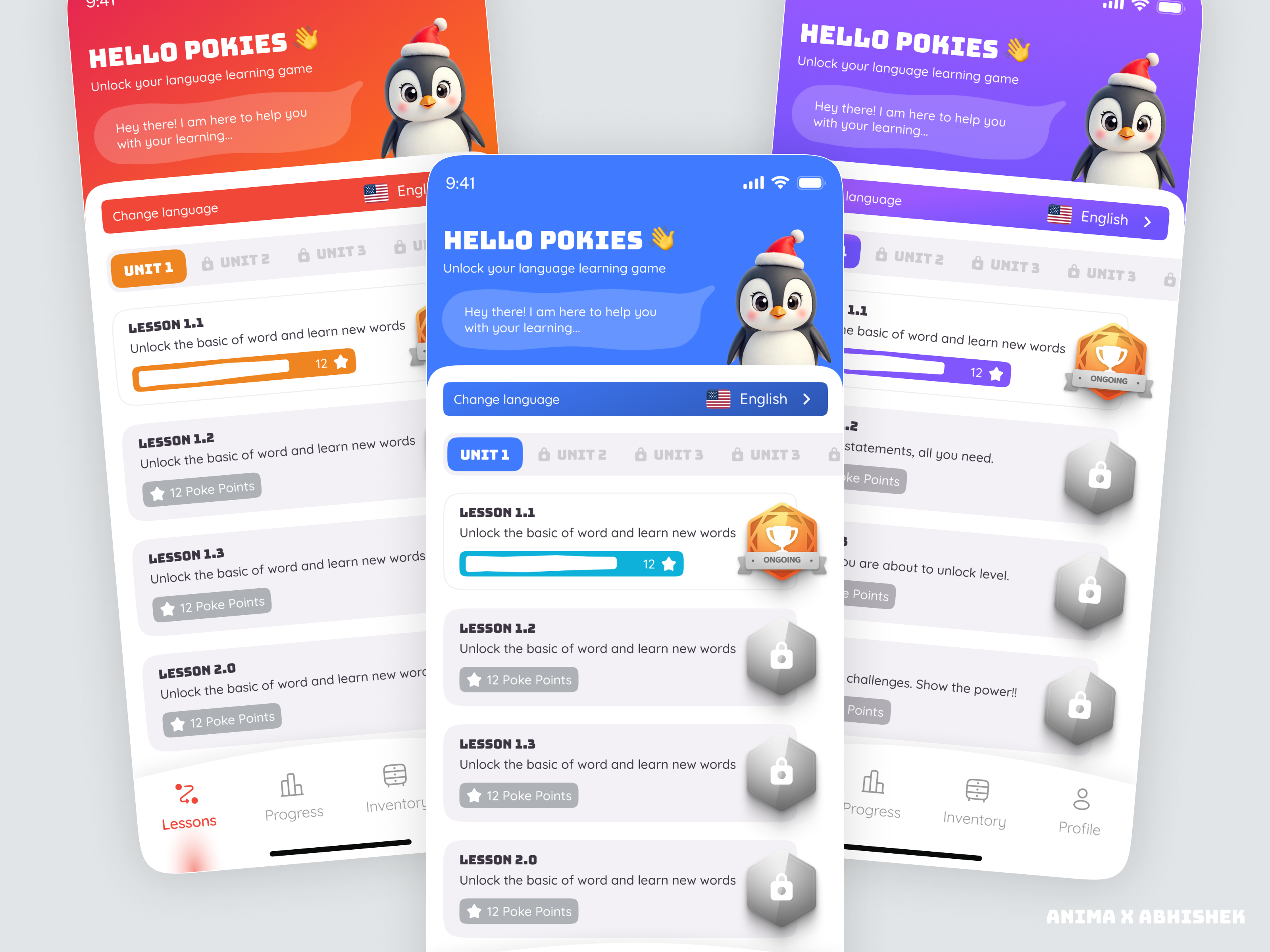 Part 1 | Learn Languages with Pokie! ai app ai avatar animated app app design avatar chatbot app e learning english app inbox language app language learning app learning app mobile app mobile app design ui ux