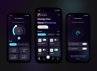 Smart Home Control App app design home automation interface minimal mobile mobile app mobile design smart home ui uiux user friendly ux
