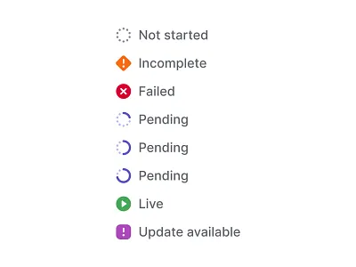 Saber · Research statuses failure incomplete live pending progress research saas status steps ui update