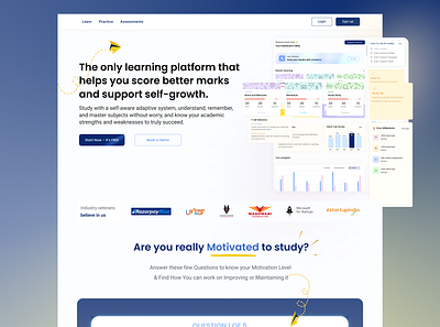 Learning Platform Landing Page & DashBoard 3d animation branding graphic design logo motion graphics ui