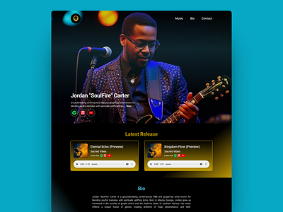 R&B Musician - Home Page blue elegant gold landing page music musician rb ui web design