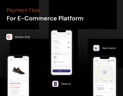 A Mobile App Payment Flow With All Payment Methods . cool design e commerce figma minimalism mobile app payment flow ui ux