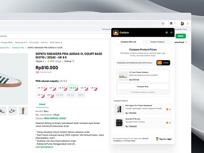 Costlyze - Chrome Extension Comparing Marketplace Products ai card chrome extention company profile compare concept eccomerce marketplace pop up chrome popup price product product design ui user interface ux