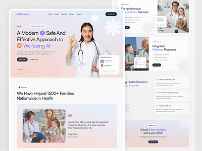 Doctor AI Health Website Concept aesthetich ai ai doctor ai medicine ai website diagnosis doctor graphic design health healthcare hospital illness landing page medical medicine minimal design modern saas treatment website