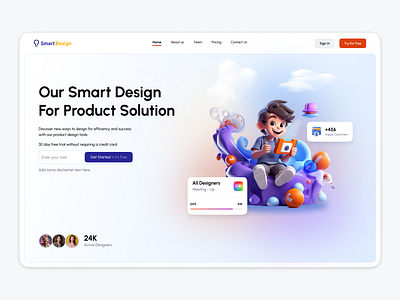 Stunning Home page Design with 3D Victors home page design uxui design web design