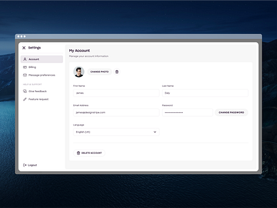 designstripe Account Settings product design ui ux