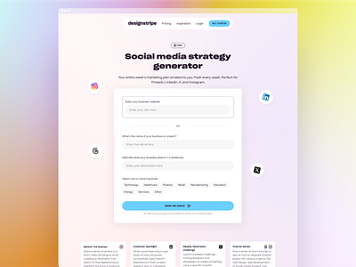 Social Media Ideas Generator product design ui ux