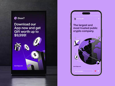 Door7 Marketing Design ads animation billboard blockchain branding crypto design animation design marketing dribbble graphic design illustration instagram story post interaction marketing design nazmi javier product design social media design ui ux design unspace web3