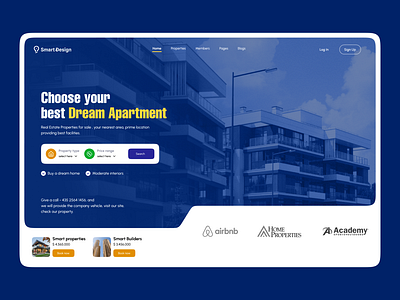 Amazing Real Estate Home Page Design with Cool theme product design ui ux design web design