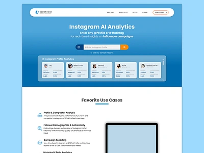 Social Seal Homepage Project analytics blue branding figma graphic design homepage landing page light theme simple thrust ui user friendly ux