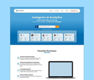 Social Seal Homepage Project analytics blue branding figma graphic design homepage landing page light theme simple thrust ui user friendly ux