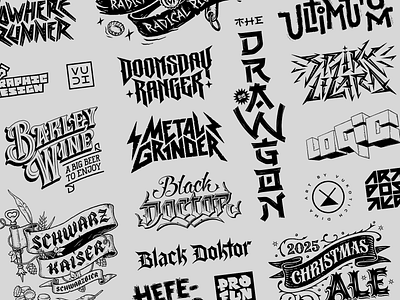 Custom Lettering Vol. 1 artwork branding brush calligraphic custom design font gothic graphic hand drawn identity illustration ink lettering logo paint rock type typography vintage