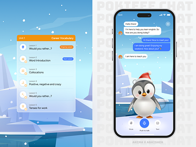 DROP 2 | Learn Languages with Pokie! ai app ai avatar animated app app design avatar chapters chat chatbot app courses duolingo e learning inbox language app language learning app learning app mobile app mobile app design ui ux voice chat