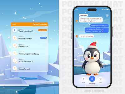 DROP 2 | Learn Languages with Pokie! ai app ai avatar animated app app design avatar chapters chat chatbot app courses duolingo e learning inbox language app language learning app learning app mobile app mobile app design ui ux voice chat