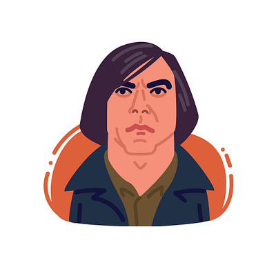 Javier Bardem (Anton Chigurh) actor anton chigurh character face flat design head illustration javier bardem minmal movie portrait vector