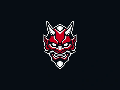 Oni Mask Logo arts branding demon design devil emblem gaming identity illustration japan logo mark martial mask oni samurai sports symbol vector warrior