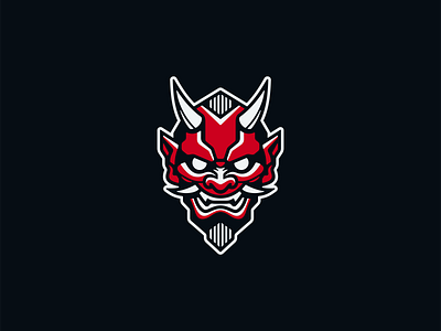 Oni Mask Logo arts branding demon design devil emblem gaming identity illustration japan logo mark martial mask oni samurai sports symbol vector warrior