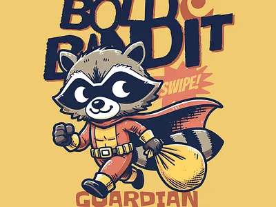 Guardian of the Night animal cartoon comic cute funny kittl pop culture print on demand racoon superhero t shirt t shirt design