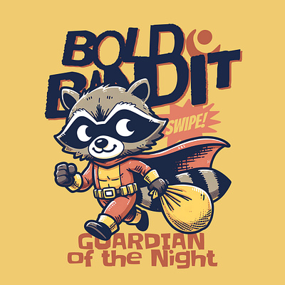 Guardian of the Night animal cartoon comic cute funny kittl pop culture print on demand racoon superhero t shirt t shirt design