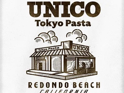 Unico Staff Shirt artifact bazaar italian food japanese cuisine japanese food la eats la food los angeles pasta design redondo beach restaurant branding restaurant logo restaurant shirt retro design staff shirt tokyo pasta tshirt design unico vintage texture