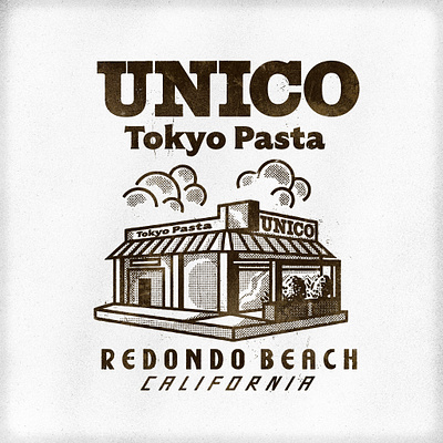 Unico Staff Shirt artifact bazaar italian food japanese cuisine japanese food la eats la food los angeles pasta design redondo beach restaurant branding restaurant logo restaurant shirt retro design staff shirt tokyo pasta tshirt design unico vintage texture