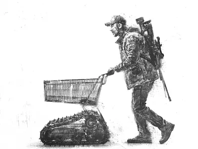 Shopping art illustration social comentary street art