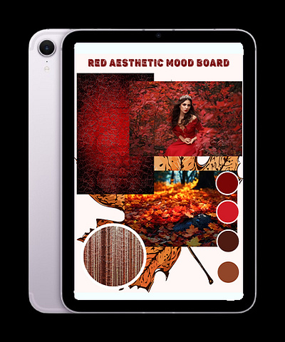 Red Aesthetic Mood Board boldandbright branding dreamyvibes graphic design logo natureinspired serenespaces urbanexploration whimsicalwonders