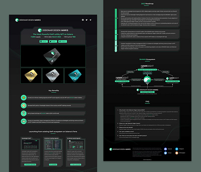 Debonair Degen Hawks Homepage dark theme figma graphic design landing page layout nft ui web3