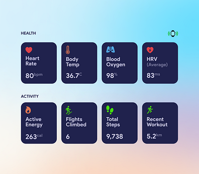 Health Vitals app graphic design health ios mobile ui