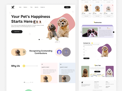 Pet Care landing page design animation figma landing page design landing page ui ux prototype ui uiux web flow website design