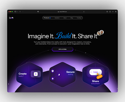 STAR✨: A portfolio building platform (Hero design) branding heropage herosection logo portfoliobuilder portfoliodesign purple share ui uiuxdesign webdesign websitedesign