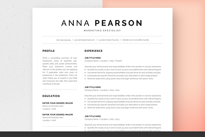 Resume Template Anna 1 page resume cover letter cv cv design cv template designer resume graphic design graphic designer cv minimal resume minimalist resume minimalist resume design modern resume one page resume template portfolio resume resume bundle resume design resume template resume template mac pages resume template word