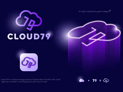 Logo Branding For Cloud Storage App Icon app icon branding cloud app logo cloud logo cloud storage logo graphic design letter logo logo modern logo number logo tech logo