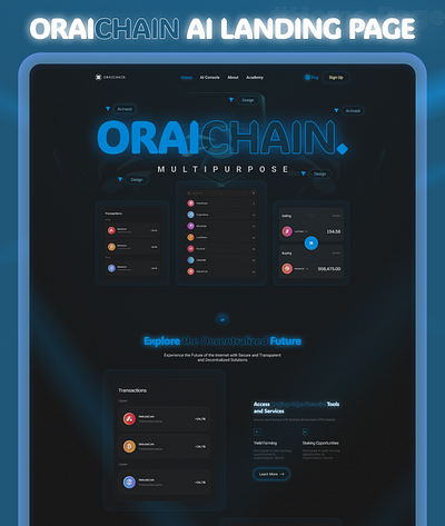 Crypto AI landing page design [ORICHAIN] ai bot ai website app design crypto crypto ai landing page nft product design ui ui design uiux web design website design