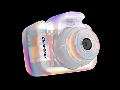 Camera 3D icon design 3d 3d icon 3d model cam camera dispersion dslr filming glass holographic icon illustration irirdescent plastic rainbow rendering transparent