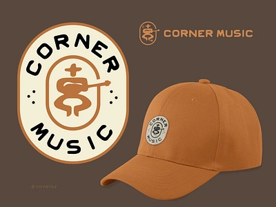 visual identity - Corner Music badge design band brandig branding brandmark desert emblem guitar idebtity illustration lettering logo logo design logos music natural performer primitive retro vintage