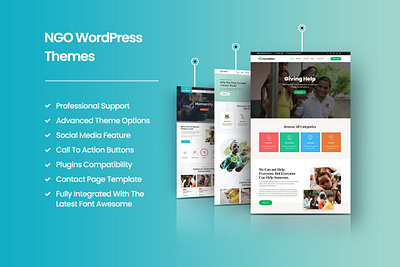 NGO WordPress Themes branding charitythemes design fundraisingtools illustration ngo ngowebsite nonprofitdesign theme design ui volunteerengagement website builder wordpress design wordpress development wordpress template wordpress theme