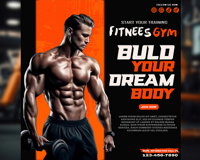 Fitnees Gym post 3d branding graphic design logo motion graphics ui