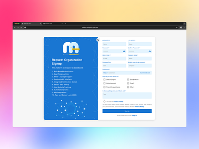 Signup (Request Organization Signup) account animation clean color graphic design illustration login marketplace minimalism motion graphics register ui vector