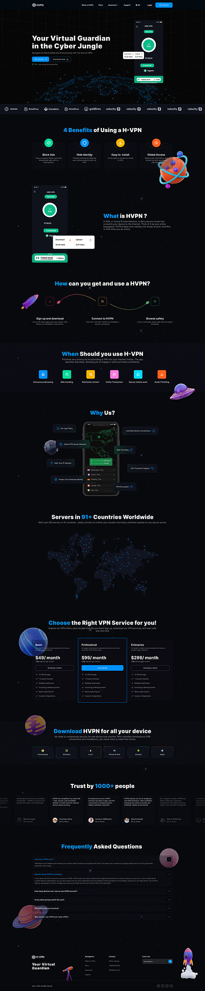 🌐 Your Virtual Guardian in the Cyber Jungle 🛡️ cybersecurity dribbble landinpage space ui ux vpnservice webdesign