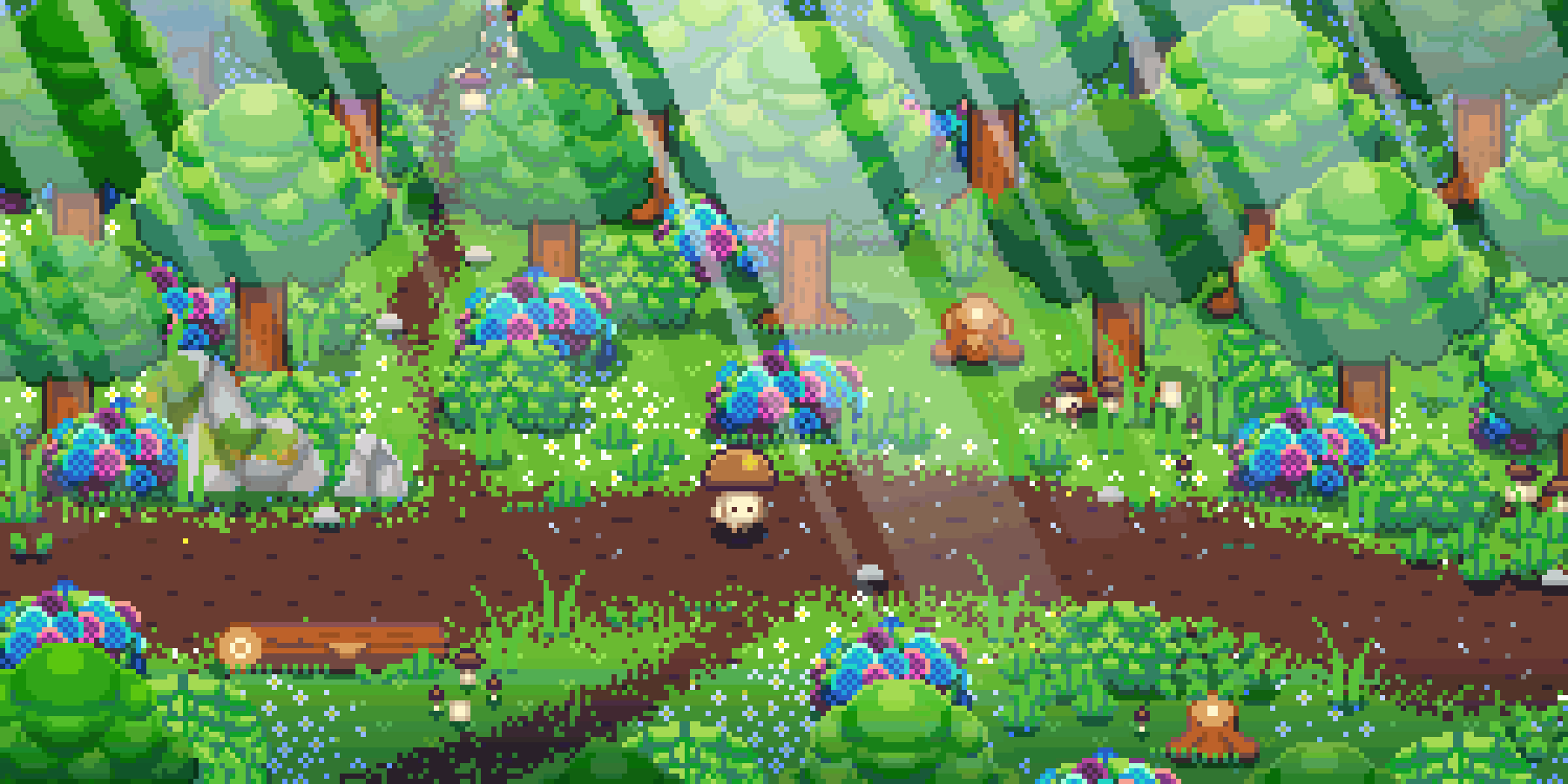 Forest- Game concept 2d aseprite flowers forest gameart pixelart