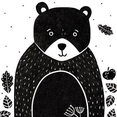 Forest Animal Prints / Bear animal prints bear black white childrens illustration digital art forest forest animals graphic design illustration minimalist nature art nursery art seasonal wildlife woodland creatures