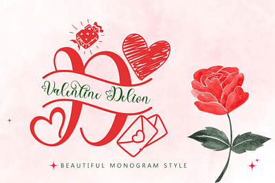 Valentine Delion Monogram beautiful branding font font design graphic design handwritten illustration logo monogram valentine wedding