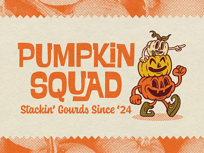 Pumpkin Squad branding graphic design halftones halloween illustration logo logodesign mascot pumpkin punk rock retro spooky vintage