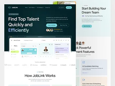 JobLink- Hiring Platform Landing Page hiring hiring landing page hiring platform job portal landing page recruit saas saas landing page saas website uiux web web design website